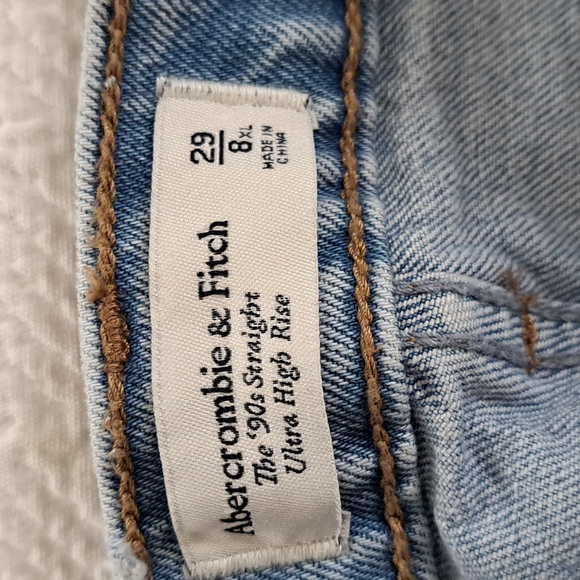 Abercrombie & Fitch Womens 90's Straight Ultra High Rise Light Wash Jeans 29 XL - Picture 9 of 9